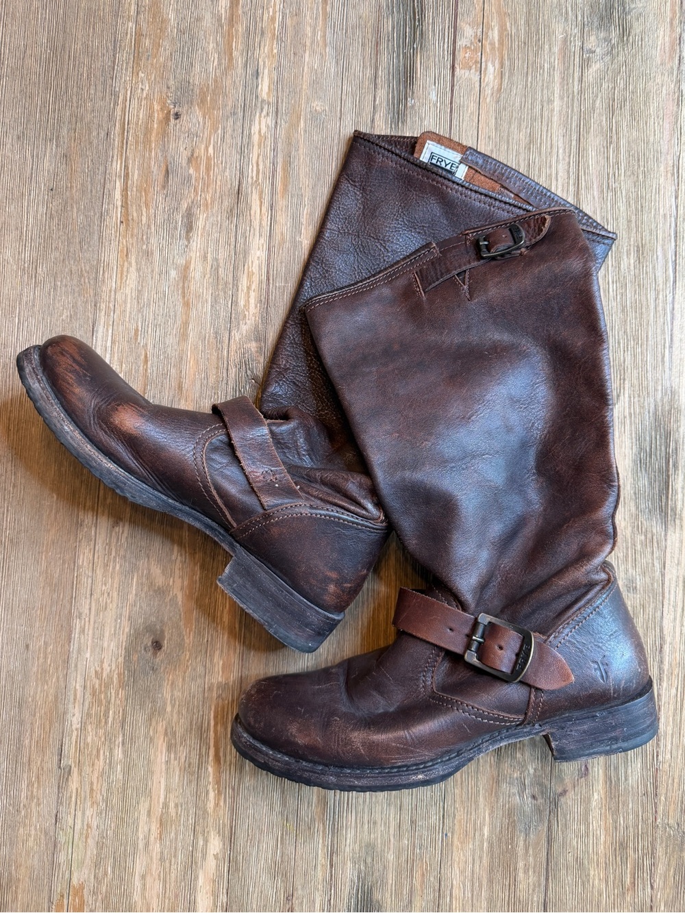 Frye Veronica Slouch Leather Mid-Calf Buckle Boots Size 10.5 (28.6cm)